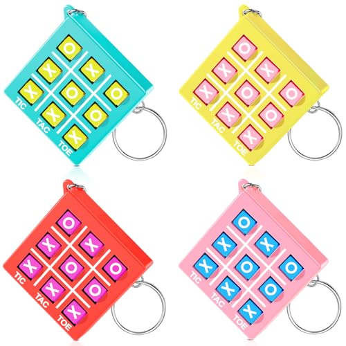 Otuuz Tic Tac Toe Spiel Schlüsselanhänger für Kinder Alter 8-12 Tic Tac Toe Mitbringsel Kunststoff Schlüsselanhänger für Mini Rucksack Geburtstag Jungen Mädchen (Makronenfarbe, 16 Stück) von Otuuz