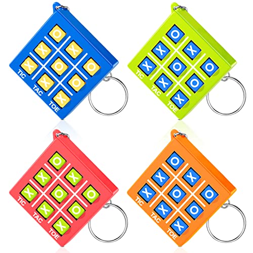 Otuuz Tic Tac Toe Spiel Schlüsselanhänger für Kinder Alter 8-12 Tic Tac Toe Mitbringsel Kunststoff Schlüsselanhänger für Mini Rucksack Geburtstag Jungen Mädchen (Rot, Blau, Orange, Grün, 16 Stück) von Otuuz