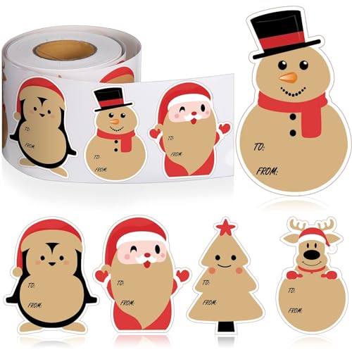 250 Stücke Aufkleber Frohe Weihnachten Christmas Stickers Kraftpapier Weihnachtssticker, Etiketten Selbstklebend Aufkleber Zum Beschriften Für Party Dekoration Geschenkverpackungen Umschlag von OuMaiFeng