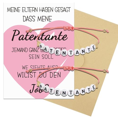 OuMaiFeng Patentante Armband Geschenk, Willst Du Meine Patentante Sein, Patentante Fragen Handmade Edelstein Perlen Stretch Armbänder für Babyparty, Muttertag für Die Patentante von OuMaiFeng