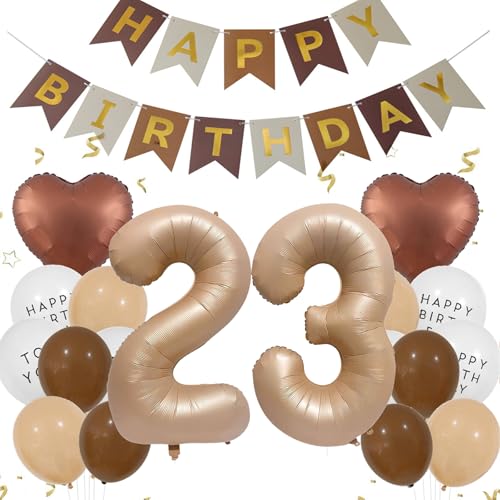 Luftballons 23. Geburtstag Frau Mann, Geburtstagsdeko 23 Jahre Frauen, Ballon 23 Geburtstag Männer, Luftballons 23 Beige Braun Kaffee Ballon Happy Birthday Deko Geburtstag 23 Jahre Party Deko von Ouceanwin