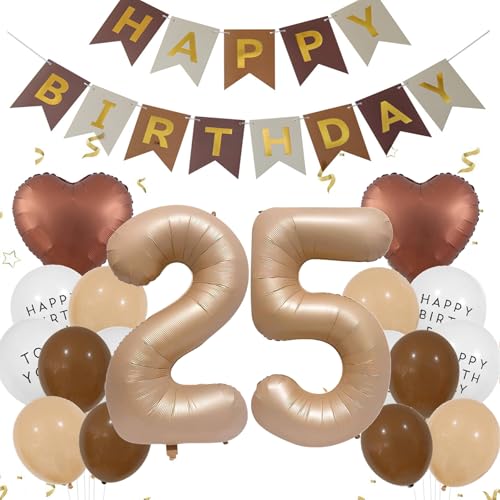 Luftballons 25. Geburtstag Frau Mann, Geburtstagsdeko 25 Jahre Frauen, Ballon 25 Geburtstag Männer, Luftballons 25 Beige Braun Kaffee Ballon Happy Birthday Deko Geburtstag 25 Jahre Party Deko von Ouceanwin