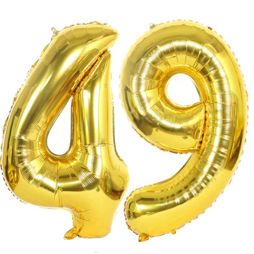 Ouceanwin Luftballons 49 Gold, Helium Ballon 49 Geburtstag Mann Frau Zahl 49 Luftballons Gold, Riesen Folienballon 49 Gold XXL Ballon Zahlen Groß 49 Gold für Geburtstag Hochzeit Jubiläum Party Deko von Ouceanwin