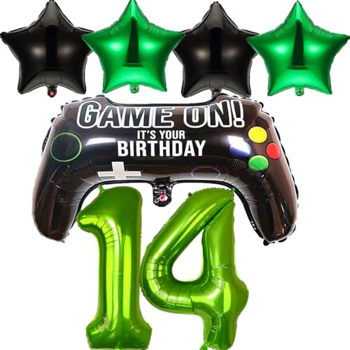 Ouceanwin Luftballons Videospiel Geburtstagsdeko 14 Jahre Jungen, Folienballon Game Controller Ballon 14. Geburtstag Junge, Gamer Deko Videospiel Party Ballons Spieler Thema Geburtstagdeko Jungen von Ouceanwin