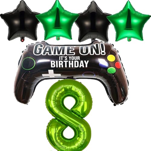 Ouceanwin Luftballons Videospiel Geburtstagsdeko 8 Jahre Jungen, Folienballon Game Controller Ballon 8. Geburtstag Junge, Gamer Deko Videospiel Party Ballons Spieler Thema Geburtstagdeko Jungen von Ouceanwin