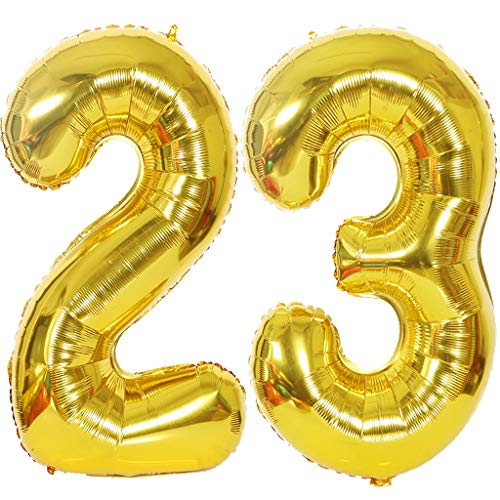 Ouceanwin Luftballons Zahl 23 Gold, Helium Ballon 23 Deko zum Geburtstag Männer Frauen 23 Jahre, Riesen Folienballon 23 Gold Ballon Zahlen Groß 23 Gold für Geburtstag Hochzeit Jubiläum Party Deko von Ouceanwin