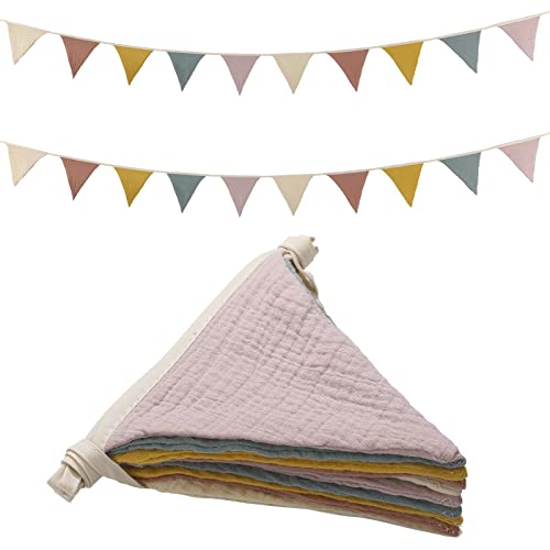 5.2 m Wimpelbanner, 2 Stück dreieckige Wimpelkette, mehrfarbige Babygirlande, hängende Flagge, Banner für Hochzeit, Geburtstag, Kinderzimmerdekoration, jeweils 2.6 m lang (Regenbogenfarben) von Oudain