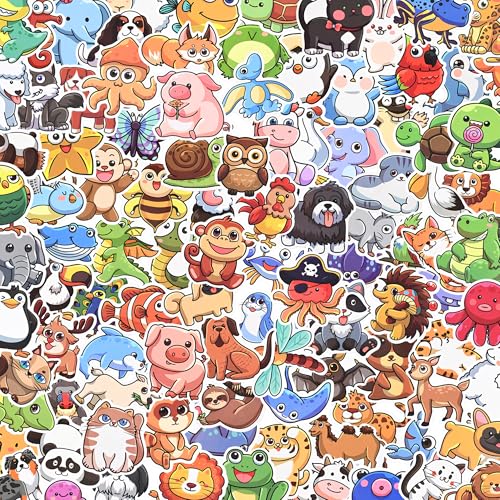 100 Stück Niedliche Aufkleber Tier Adrette Ästhetische Aufkleber für Kinder Wasserdichte Aufkleber für Scrapbooking Scrap Book Wasserflasche Journal Koffer Gitarre Kawaii Scrapbook Zubehör von Oudizz