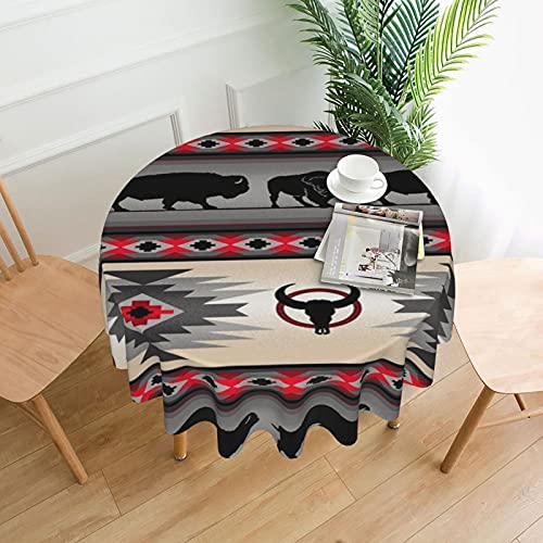 Southwest Aztec Native American Muster Runde Tischdecke Spritzwassergeschützt für Outdoor Indoor Tisch 60 Zoll von Oudrspo