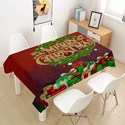 Ouduo 3D Weihnachten Tischdecke Wasserdicht Fleckschutz Ölfest Polyester Rechteckig, Pflegeleicht Abwaschbar Outdoor Garten Deko Mehrzweck Farbe & Größe Wählbar, 140x140cm von Ouduo