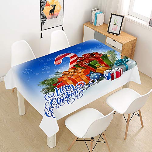 Ouduo 3D Weihnachten Tischdecke Wasserdicht Polyester Rechteckig, Pflegeleicht Fleckschutz Ölfest Abwaschbar Mehrzweck Bedruckte Tischdecke für Home Küche Dekoration, 140x160cm von Ouduo