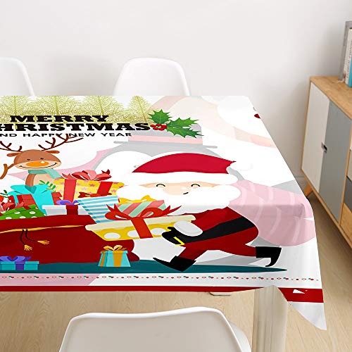 Ouduo 3D Weihnachten Tischdecke Wasserdicht Polyester Rechteckig, Pflegeleicht Fleckschutz Ölfest Abwaschbar Mehrzweck Bedruckte Tischdecke für Home Küche Dekoration (Geschenk,140x200cm) von Ouduo