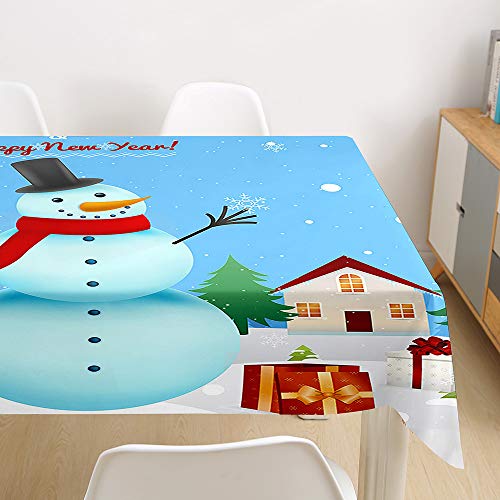 Ouduo 3D Weihnachten Tischdecke Wasserdicht Polyester Rechteckig, Pflegeleicht Fleckschutz Ölfest Abwaschbar Mehrzweck Bedruckte Tischdecke für Home Küche Dekoration (Himmelblau,90x90cm) von Ouduo