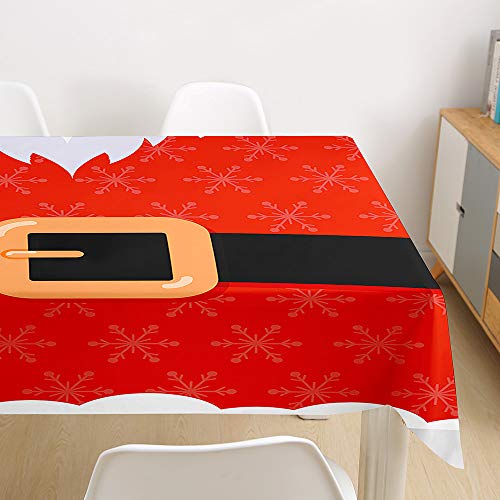 Ouduo 3D Weihnachten Tischdecke Wasserdicht Polyester Rechteckig, Pflegeleicht Fleckschutz Ölfest Abwaschbar Mehrzweck Bedruckte Tischdecke für Home Küche Dekoration (Rot,140x220cm) von Ouduo