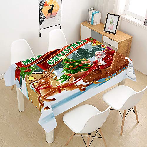 Ouduo 3D Weihnachten Tischdecke Wasserdicht Polyester Rechteckig, Pflegeleicht Fleckschutz Ölfest Abwaschbar Mehrzweck Bedruckte Tischdecke für Home Küche Dekoration (Weihnachtsbaum,100x140cm) von Ouduo