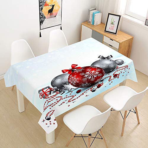 Ouduo 3D Weihnachten Tischdecke Wasserdicht Polyester Rechteckig, Pflegeleicht Fleckschutz Ölfest Abwaschbar Mehrzweck Bedruckte Tischdecke für Home Küche Dekoration (Weihnachtsdekoration,140x180cm) von Ouduo