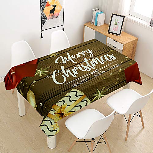 Ouduo Weihnachten Tischdecke Wasserdicht Fleckschutz Ölfest Polyester Rechteckig, Pflegeleicht Abwaschbar Outdoor Garten Deko Mehrzweck Farbe & Größe Wählbar (Holzbrettsterne,140x200cm) von Ouduo