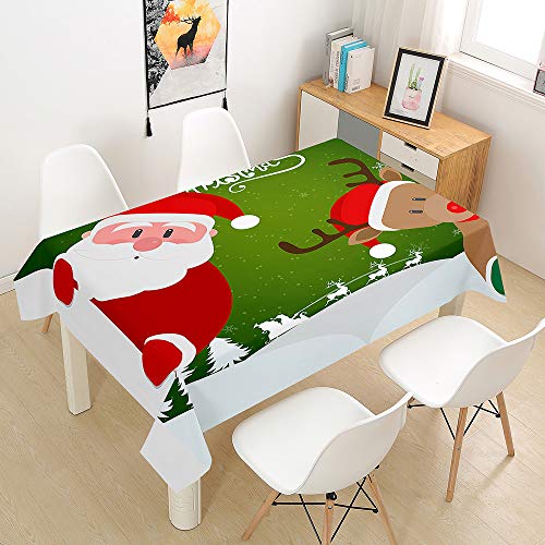 Ouduo Weihnachten Tischdecke Wasserdicht Fleckschutz Ölfest Polyester Rechteckig, Pflegeleicht Abwaschbar Outdoor Garten Deko Mehrzweck Farbe & Größe Wählbar (Weihnachtsmann,100x140cm) von Ouduo