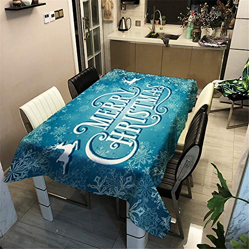 Ouduo Weihnachten Tischdecke Wasserdicht Polyester Rechteckig, Pflegeleicht Fleckschutz Ölfest Abwaschbar Küche Outdoor Garten Deko Mehrzweck Farbe & Größe Wählbar (Blau,60x60cm) von Ouduo