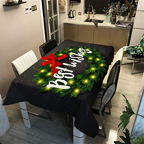 Ouduo Weihnachten Tischdecke Wasserdicht Polyester Rechteckig, Pflegeleicht Fleckschutz Ölfest Abwaschbar Küche Outdoor Garten Deko Mehrzweck Farbe & Größe Wählbar (Kranz,60x60cm) von Ouduo