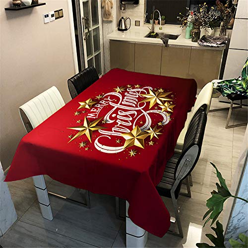 Ouduo Weihnachten Tischdecke Wasserdicht Polyester Rechteckig, Pflegeleicht Fleckschutz Ölfest Abwaschbar Küche Outdoor Garten Deko Mehrzweck Farbe & Größe Wählbar (Star,60x60cm) von Ouduo