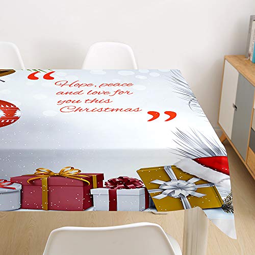 Ouduo Weihnachten Tischdecke Wasserdicht Polyester Rechteckig, Pflegeleicht Fleckschutz Ölfest Abwaschbar Mehrzweck Bedruckte Tischdecke für Home Küche Dekoration, 140x180cm von Ouduo