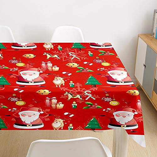 Ouduo Weihnachten Tischdecke Wasserdicht Polyester Rechteckig, Pflegeleicht Fleckschutz Ölfest Abwaschbar Mehrzweck Bedruckte Tischdecke für Home Küche Dekoration (Weihnachtsschmuck,140x140cm) von Ouduo