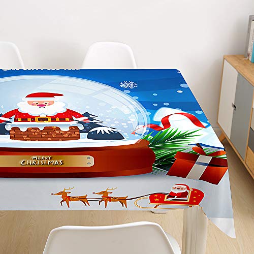 Ouduo Weihnachten Tischdecke Wasserdicht Polyester Rechteckig, Pflegeleicht Fleckschutz Ölfest Abwaschbar Mehrzweck Bedruckte Tischdecke für Home Küche Dekoration (Weihnachtsschneeball,100x140cm) von Ouduo