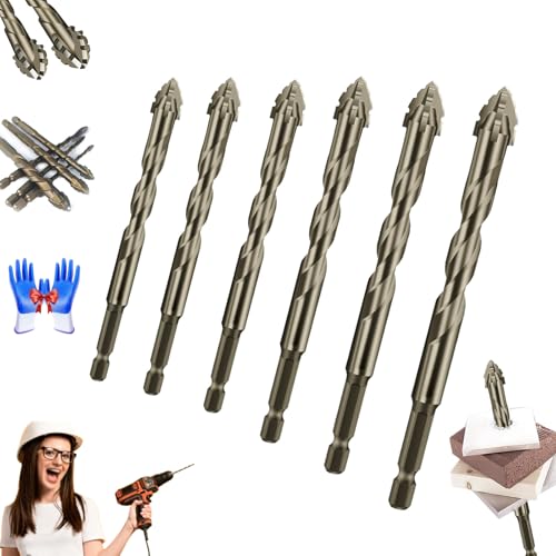 New Four-Flute Sawtooth Eccentric Drill Bit, Cozy Hoome Drill Bits, Four-Edged Serrated Eccentric Drill, High Hardness Skewed Head Eccentric Drill Bits, Multifunction Drill Bit Set (4+5+6+8+10+12) von Oueet