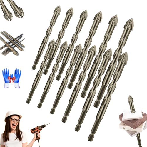 New Four-Flute Sawtooth Eccentric Drill Bit, Cozy Hoome Drill Bits, Four-Edged Serrated Eccentric Drill, High Hardness Skewed Head Eccentric Drill Bits, Multifunction Drill Bit Set ((4+5+6+8+10+12)×2) von Oueet