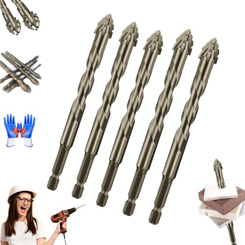 New Four-Flute Sawtooth Eccentric Drill Bit, Cozy Hoome Drill Bits, Four-Edged Serrated Eccentric Drill, High Hardness Skewed Head Eccentric Drill Bits, Multifunction Drill Bit Set (6+6+6+8+8) von Oueet