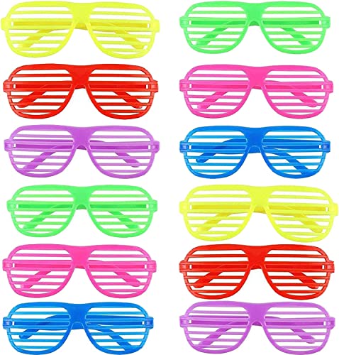 Ouinne 12 Paar Shutter Shades Brille, Mode Kunststoff Jalousien Brille Sonnenbrille, Partybrille für Kostüm Party Club Tanz von Ouinne