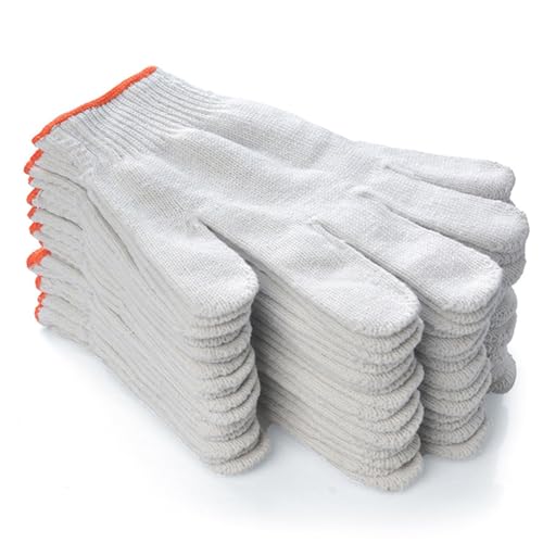 Ouitble Schutzhandschuhe Arbeitshandschuhe, 12 Paar Baumwollgarn, Nylon-Strick-Schutzhandschuhe, Verschleißfestigkeit, Arbeitshandschuhe, 600 g Bleichmittel von Ouitble