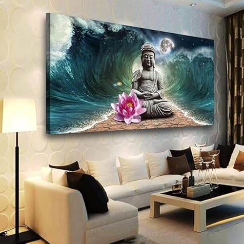 Blume Malen Nach Zahlen Erwachsene Groß 40x120cm, Malen Nach Zahlen Buddha Paint by Numbers DIY Ölgemälde Leinwand Bastelset für Anfänger Kinder Mädchen Geschenk, Home Deko，（Ohne Rahmen）-Z292 von Oujkeef