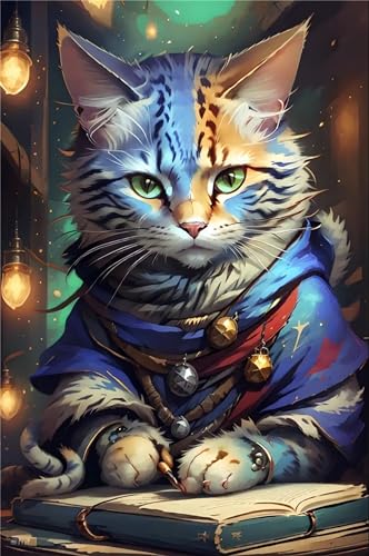 Diamond Painting Animation,5D DIY Diamant Painting Bilder Katze Runden Diamond Painting Erwachsene Handwerk Strass Stickerei Paintings,Schlafzimmer Deko Wand,DIY Art Geschenke für Frauen 50x60cm -Y19 von Oujkeef