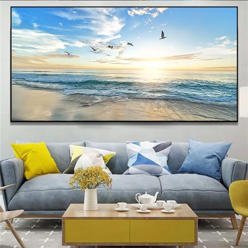 Diamond Painting Set 40x80cm Meer------- Strand DIY 5D Diamant Painting Groß Bilder Kinder mit Diamants Painting Zubehör für Kinder Und Erwachsene Weihnachtsbasteln Crystal Art für Home Wall Decor-352 von Oujkeef