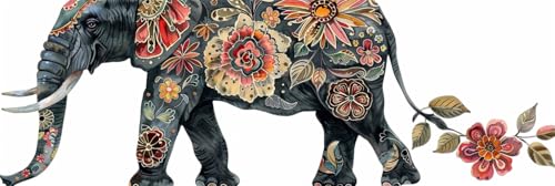 Elefant Malen Nach Zahlen Erwachsene Groß 25x75cm, Malen Nach Zahlen Blume Paint by Numbers DIY Handgemalt Ölgemälde Leinwand Bastelset für Anfänger Kinder Mädchen Geschenk, Home Deko，（Ohne Rahmen）-81 von Oujkeef