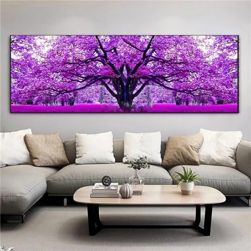 Oujkeef Diamond Painting Erwachsene Groß XXL 40x120cm Full Diamant Painting Bilder Lila Baum Diamond Art DIY 5D Diamant Malen Kinder Kreuzstich Stickerei Kunst Set Home Wall Décor -140 von Oujkeef