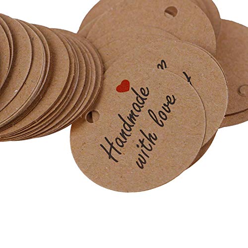 Oulensy 100pcs Handmade with Love Labels Hängeetiketten Blank Kraftpapier Tag Etiketten-Party-Geschenk-bevorzugungen von XGAGHB