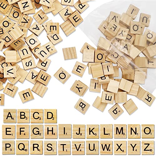 Oulesvte 100 Stück Scrabble Buchstaben Holz a bis Z Puzzle, Holz Fliesen mit Ziffern, Holz Buchstabe Fliesen zum Spielen, für Kindererziehung, Kinderspielzeug, Bastelarbeiten, Schlafzimmer Decor von Oulesvte