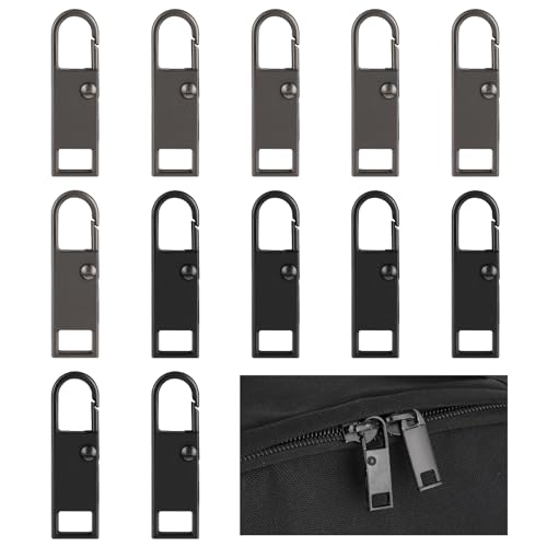 Tyqour 12 Stück Ersatzteile Reißverschluss Zipper für Reißverschluss, Reißverschluss Anhänger Universal, Metall Zipper Pull, Ersat Reißverschluss Reparatur set für Koffer Gepäck Geldbörse Jacken von Ouligay