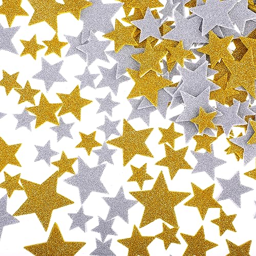 Ouligay 200 Stück Gold Sterne Moosgummi Aufkleber, Glitzer Sterne Sticker Selbstklebend, Goldene Sterne Aufkleber Stern Schaumstoff Aufkleber Sternsticker Glitter Gold Star Stickers für DIY Basteln von Ouligay