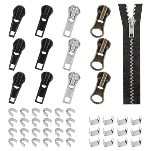 Ouligay 57 Stück ReißVerschluss Reparatur Set, Universal #5 Zipper Slider Repair Kits Reissverschluss Reparatur Set, ReißVerschluss Schieber, Zipper Pull Replacement für Jacken Tasche Mantel von Ouligay