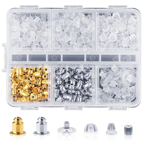 Ouligay 610 Stück Ohrring Verschlüsse Silikon Ohrring Stopper Sets Weich Durchsichtig Ohrringverschlüsse mit Klaren Aufbewahrungsbox für Diy Schmuck Supplies von Ouligay