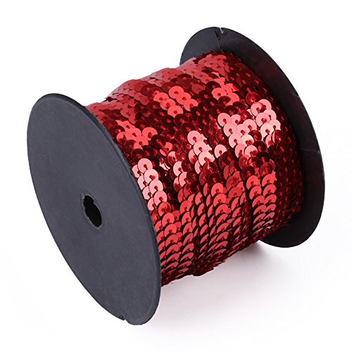 100 Yards 6mm Pailletten Linie Flache Pailletten Streifen Kleidungsstück Trim Nähschnüre Zubehör(rot) von Oumefar