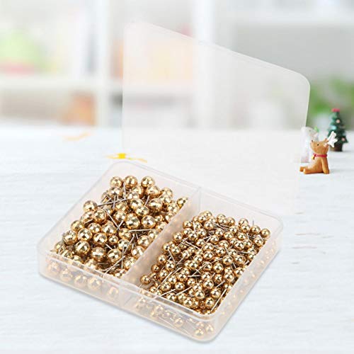 300pcs Farbe Metall Map Push Pins Runde Pearl Head Pins Schneiderei Nähen Feste Markierung Praktisches Werkzeug(Golden) von Oumefar