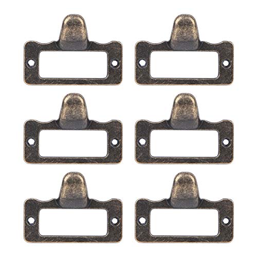 6PCS Bronze Vintage Label Pulls Griff Schublade Tag Rahmen Etikettenhalter für Bibliothek Dateinamen Kartenhalter Schrank Schrank von Oumefar