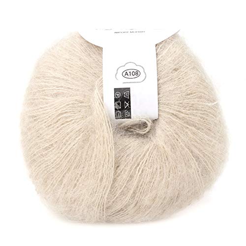 Beliebte mehrfarbige Angora Long Wool Garn Soft Mohair Pashm Strickfaden zum Weben von Schals(Beige) von Oumefar