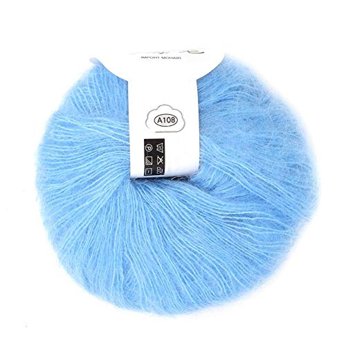 Beliebte mehrfarbige Angora Long Wool Garn Soft Mohair Pashm Strickfaden zum Weben von Schals(Hellblau) von Oumefar