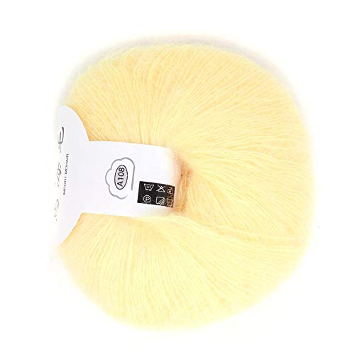 Beliebte mehrfarbige Angora Long Wool Garn Soft Mohair Pashm Strickfaden zum Weben von Schals(Hellgelb) von Oumefar